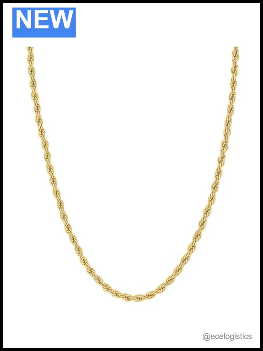 14K Yellow Gold Rope Chain Necklace Lobster Claw Clasp 22 Inch Unisex